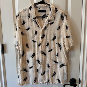 All Saints Cream and Black Brushstroke Shirt